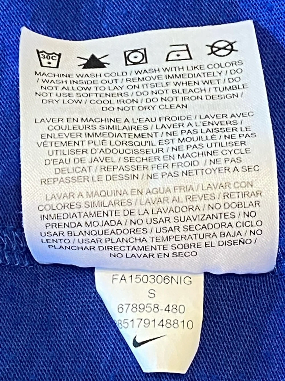 Nike Cropped Big Logo Retro Tee Cobalt Blue Mesh Graphic Oversized S